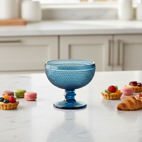Groothandel Gepersonaliseerde Glazen Dessertkom met Voet 374ml Meerkleurig Glazen Glas voor Tafelgerei Cadeauset Huiswarming Cadeau