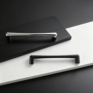 Round End Zinc Alloy Cabinet Pull Handles <strong>Black</strong> Chrome Drawer Furniture Hardware for Kitchen Wardrobe Cupboard <strong>Door</strong> - Product Image 3