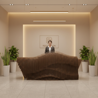 Bureau de réception en bois courbé sur mesure avec design ondulé, utilisation hôtelière, couleur et taille au choix - Meubles commerciaux durables et écologiques