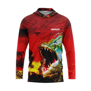 Atacado Personalizado Pesca Hoodie Manga Longa Sublimada Peixe Voador Upf50 + Proteção UV Camisa De Pesca - Product Image 5