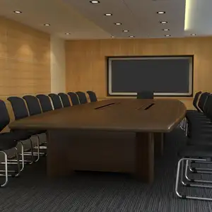 Meja konferensi portabel, meja oval melengkung dengan pengisian daya untuk ruang pertemuan meja konferensi