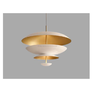 Designer 1950s Mid Century Pendant Light 4-Layer Atomic Scandinavian Chandelier 24 Inch Ceiling Lamp Interior Decor - Product Image 1