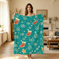 Couverture Polaire de Noël en Gros, Motif Père Noël et Sapin, Idéale pour Salon, Chambre d'Enfant, Canapé – Collection Hiver