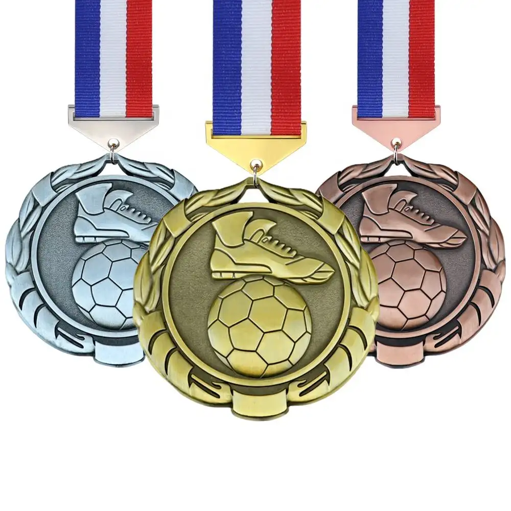 Personnalisé or course natation basket blanc boîte cristal titulaire clé ruban cintre football football métal trophées médailles de sport