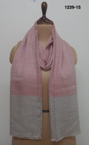 Linen Self <b>Check</b> Floral <b>Scarf</b> Long Length Quick Dry & Lightweight Anti-Bacterial All Seasons - Product Image 2