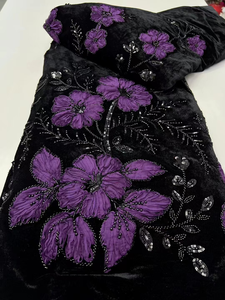 NI.AI nuovo tessuto in corda di pizzo con perline e paillettes Nigeria tessuto in velluto per donne abito da sposa materiale - Product Image 4