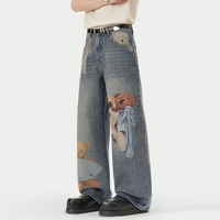 Design de mode original et novateur - Nouveau motif d'ours 3D, marque américaine tendance, jeans de haute qualité pour hommes et femmes