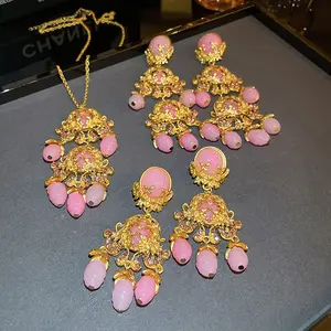 Jarum Perak Abad Pertengahan Bertatahkan Berlian Cabang Daun Bunga Perancis Maju Retro Jumbai Grosir Perempuan Perhiasan Set