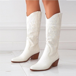 Custom Made Botines Altos De Mujer Steel Pointed Toe Stiletto Heel Strap Midi Women <b>Boots</b> - Product Image 3