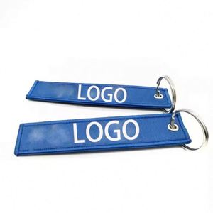 Custom Embroidered Logo Keychain Double-Sided Lock Edge Polyester Metal Key <b>Tag</b> Enterprise Keyring Pendant Wholesale Gift - Product Image 1