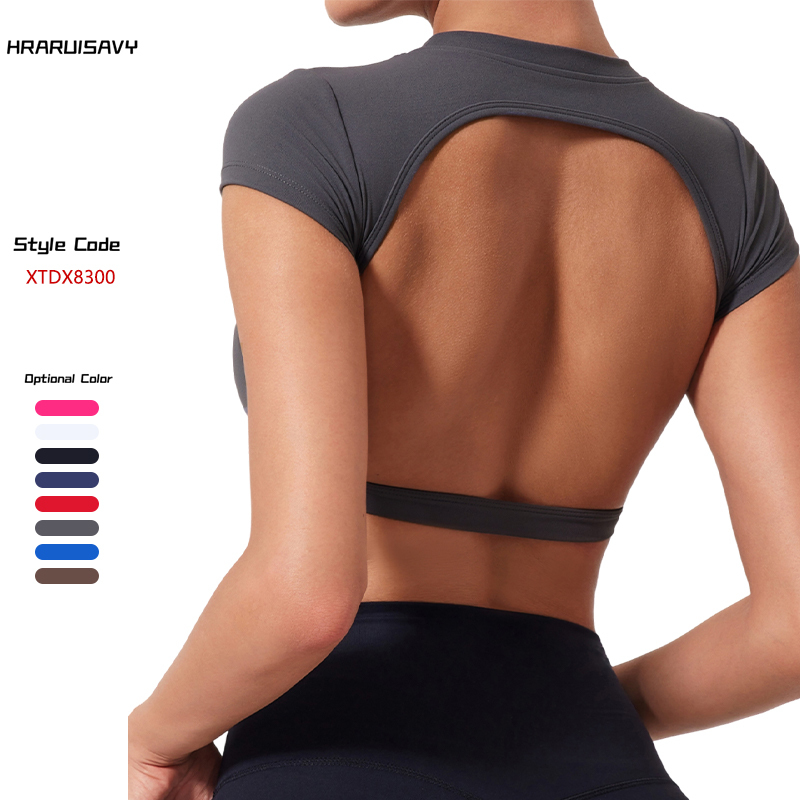 High Elastic Sports Shirts Custom Logo Workout Tops Short Sleeve Gym Crop Top Seamless Fitness Yoga T Shirt for Women