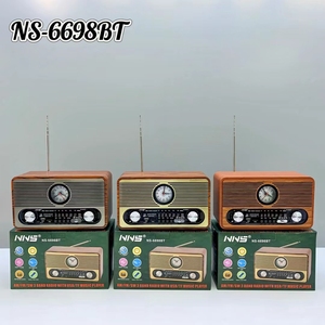 Nns NS-6698BT Xách Tay Không Dây Thời Gian Đồng Hồ Loa Cổ Điển AM FM Cũ Bằng Gỗ Retro Đài Phát Thanh Với TF Thẻ Chức Năng AM FM Đài Phát Thanh Retro - Product Image 4