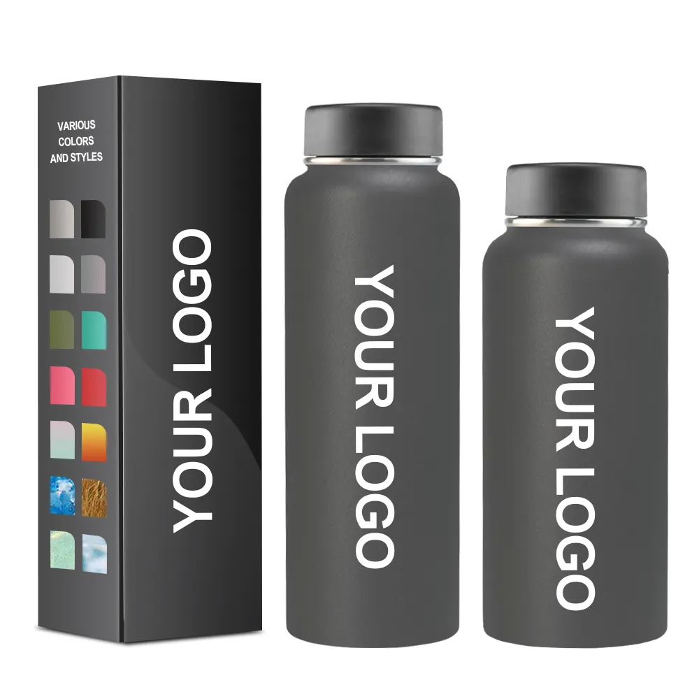 Customize Logo 32oz 40oz Stainless Steel Wide Mout Thermo Vacuum Flask Gym Sport Double Wall Reusable Insulated Water Bottle