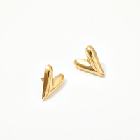 Pendientes de Corazón en Oro Pulido con Acabado Brillante Tipo Espejo, Diseño 3D en Forma de Cúpula, Dulces y Encantadores, Regalo para Mujer, Ideal para Primavera