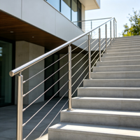 Rampe extérieure en acier inoxydable noir avec câbles, balustrade, main courante, rampe de terrasse PERSONNALISÉE