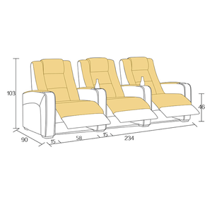 Sofá de <span class=keywords><strong>Cine</strong></span> en Casa Personalizado CY, Sillón Reclinable de Cuero, Asiento Reclinable para <span class=keywords><strong>Cine</strong></span> en Casa con Consola para Muebles de <span class=keywords><strong>Cine</strong></span> Privado - Product Image 3