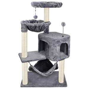 Luxury Wooden Minimalist <strong>Cat</strong> <strong>Tree</strong> with Plush <strong>Cat</strong> <strong>Climbing</strong> Frame-Scratch-Resistant <strong>Large</strong> <strong>Cat</strong> House &amp; Tower for All Seasons - Product Image 4