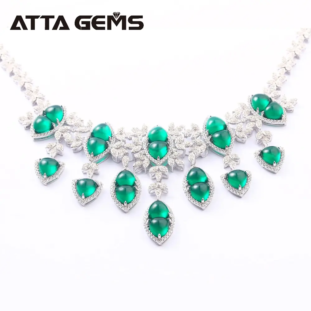 Zambia Emerald Ketting 925 Zilveren Fijne Sieraden Voor Vrouwen Emerald Art Deco Stijl Ketting Hanger Crystal Gem Luxe Chokers