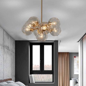 JACKSUN Lampe suspendue en <span class=keywords><strong>verre</strong></span> pour magasin de vêtements Café Sphère moléculaire de luxe en forme de haricot <span class=keywords><strong>Luminaire</strong></span> décoratif - Product Image 4