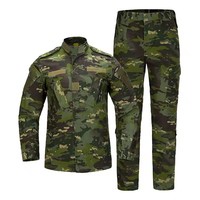 Ensemble uniforme camouflage pour homme en polyester et coton tissé, pantalon et chemise tactiques pour usage extérieur