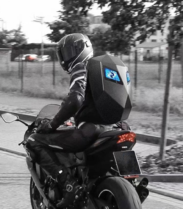 <span class=keywords><strong>Sac</strong></span> à dos lumineux LED pour <span class=keywords><strong>moto</strong></span> avec panneau solaire étanche en PVC et ABS, personnalisable, pour casque de motard - Product Image 6