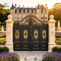 Portail battant double en alliage d'aluminium de style européen, électrique, automatique, sur mesure, thermolaqué, résistant aux UV, durable