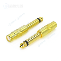 Adaptateurs de conversion RCA en prise stéréo 6.5mm plaqué or Connecteur audio 6.35mm Accessoires de connecteur de fil de son pour microphone