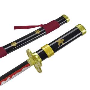 Espada de juguete de metal, mini katana negra de Roronoa Zoro, arma de acero inoxidable sin afilar con media hoja y mango, inspirada en el anime japonés de MS. - Product Image 3