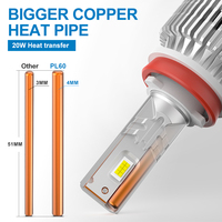 Kit d'ampoules LED pour phares de voiture 120W PL60 haute puissance, 14400 lumens, étanche IP68, 6500K, refroidissement par ventilateur silencieux haute vitesse, universel