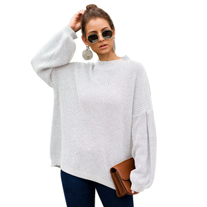 Suéter Feminino de Alta Qualidade a Preço Acessível, Pulôver Solto com Gola Redonda e Mangas de Crochê em Estilo Balão - Product Image 4