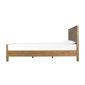 Cadre de lit en bois avec tête de lit, forme simple, pour chambre à coucher, tailles personnalisables Queen et King - Product Image 3