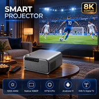 Projecteur 8K Natif 1080P Android avec Mise au Point Automatique et Haut-parleurs HiFi, Projecteur Home Cinéma Professionnel, TV Numérique DVB-T2