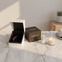 Boîte d'emballage de beauté en papier de qualité supérieure personnalisée, doublure en éponge, laminage mat, boîte noire