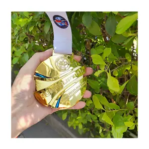 雪原定制带丝带标志制造纪念品镀金足球自行车马拉松跑步空白运动金属奖牌