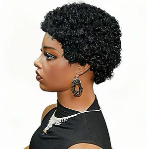 Parrucca Corta Afro Ricci in Capelli Umani, Taglio Pixie per Donne Nere, Stile Naturale - Product Image 4