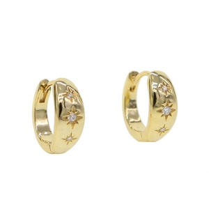 Gioielli Pop delinty stella <span class=keywords><strong>incisione</strong></span> oro placcato <span class=keywords><strong>orecchini</strong></span> a cerchio con zircone stile alla moda per matrimoni feste e regali - Product Image 2