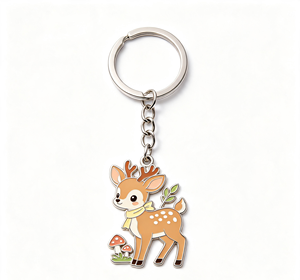 Personalized Metal Key Chain Deer Shape Zinc Alloy Enamel <b>Keyring</b> Cute Gift for Zoo Souvenir and Kids - Product Image 1