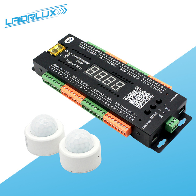 APP Control 32-Channel DC12V-24V Stair Light System PIR Automatic Motion Sensor & LED Strip Lighting Controller