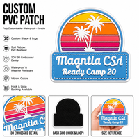 Écussons PVC 3D personnalisés de haute qualité pour le surf, motif palmier au coucher du soleil, badges en caoutchouc imperméables pour sacs à dos et équipements de plein air