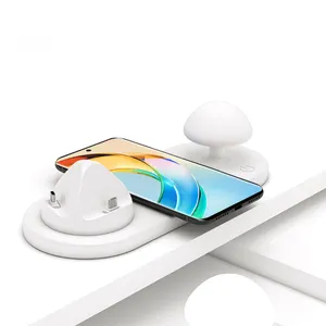 Lovely soft Mushroom night light magnetic wireless Charging stand Home decoration space-saving Qi quick charging Station