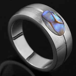 Anillo de Compromiso y Boda al por Mayor, Personalizado, Nuevo, Regalo, Concha de Abulón, Acero Inoxidable, Joyería para Mujer, Anillos de Aniversario, Anillo para Dama - Product Image 5