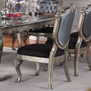 DB Set of 2 Dining <b>Chairs</b> <b>Silver</b> Grey and Antique Platinum Tufted Side <b>Chairs</b> - Product Image 5
