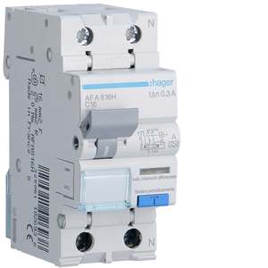 AFA816H ปรับแต่งได้ด้วย Hagers RCBO 4500A 1P+N ค่าความหน่วงเวลา C 16A ประเภท A 300mA 2M - Product Image 1