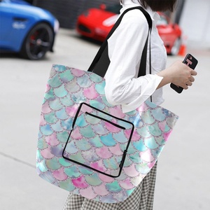 Wholesale Custom Printed Eco Friendly Recycle Reusable Polyester Grocery Bag <b>Handbag</b> Fabric Tote Shopping Bags - Product Image 6