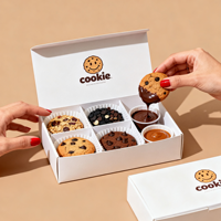 Boîte à biscuits portable personnalisée avec logo, en matériaux recyclés écologiques, avec séparateurs pour coupelles de sauce, en carton alimentaire, pour chewing-gum