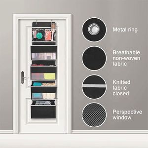 Organisateur suspendu à 5 étagères pour porte, organisateur de rangement pour porte avec 4 poches de grande capacité et 2 poches en PVC pour ranger les jouets - Product Image 4