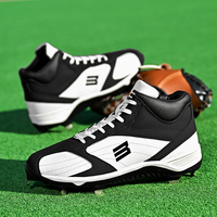Chaussures de baseball pour hommes, mi-montantes, crampons moulés en caoutchouc intégral, chaussures d'entraînement pour softball, noir et blanc, large, du 38 au 46 EU