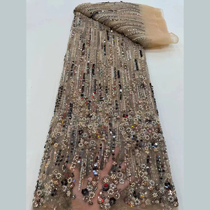 Nhà Máy Giá Blush <span class=keywords><strong>Net</strong></span> thêu phi ren vải Sequins đính cườm buổi tối Ren Vải cho phụ nữ - Product Image 3