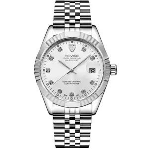 Tevise 629 시계 골드 블랙 다이아몬드 달력 비즈니스 남자 시계 손목 럭셔리 시계