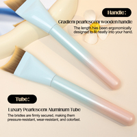 Pinceau éventail professionnel ultra-fin à tête plate en forme de croissant, synthétique végétalien, pour fond de teint et correcteur, idéal pour les voyages, personnalisable (OEM/ODM)